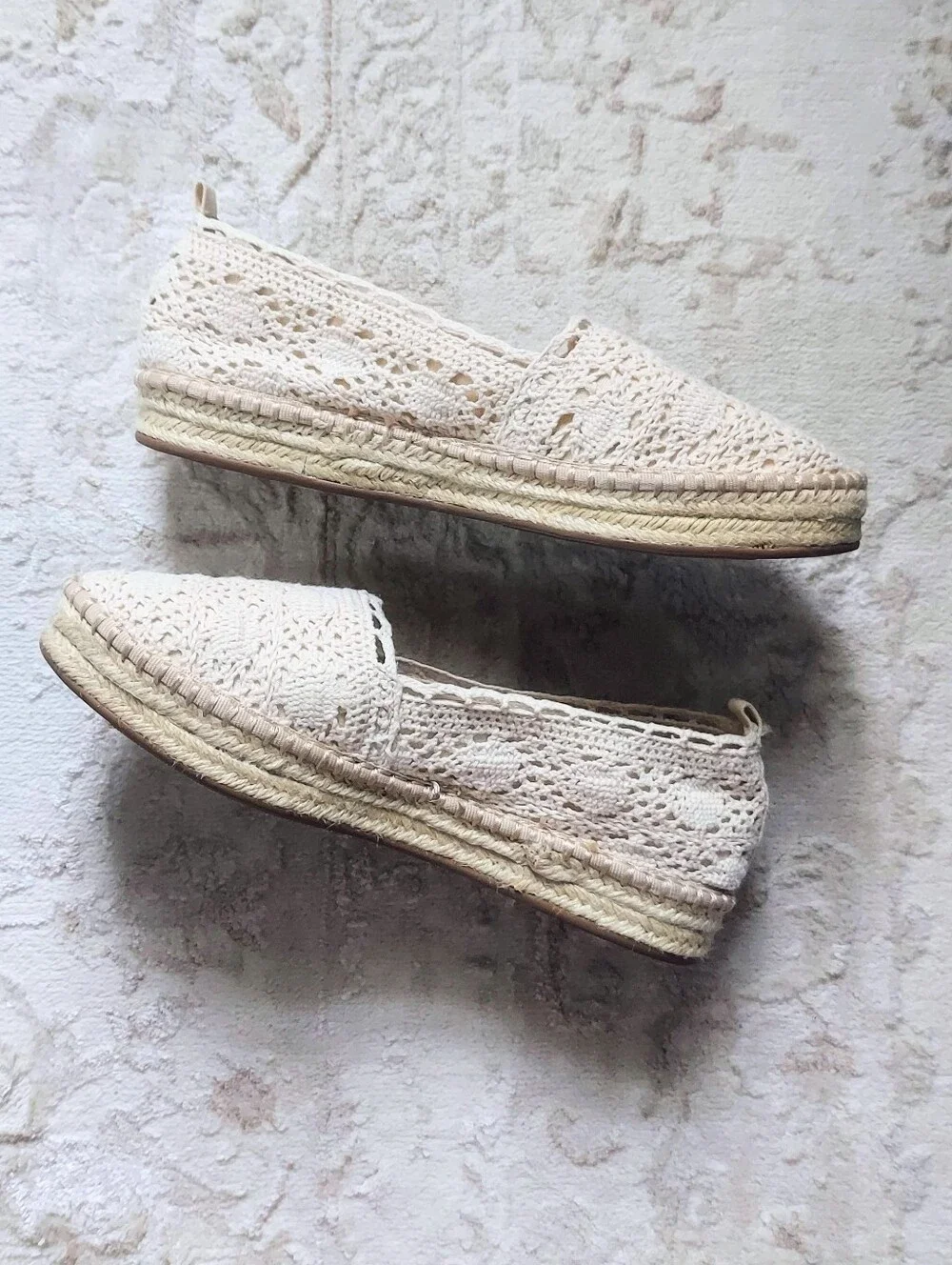 Kaari Blue Ivory Crochet Espadrille